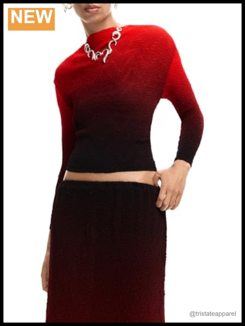 Women's Volcano Textured Print Blouse Long Sleeve Crew Neck
